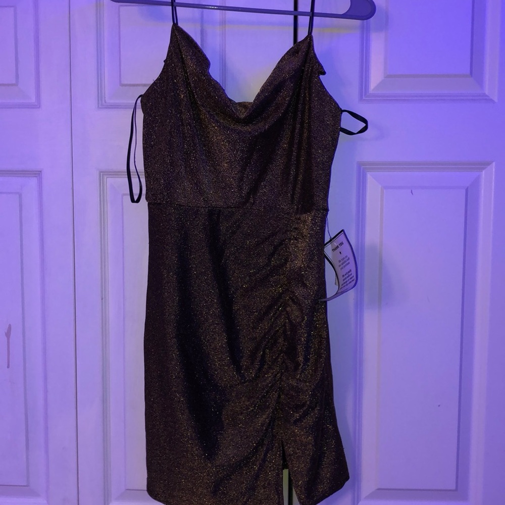slim gold dress